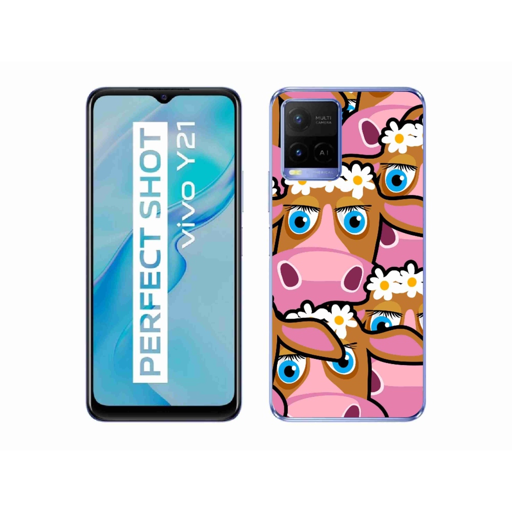 Zselés borítás mmCase a Vivo Y21/Y21s/Y33s modellekhez - karikatúrás tehenek
