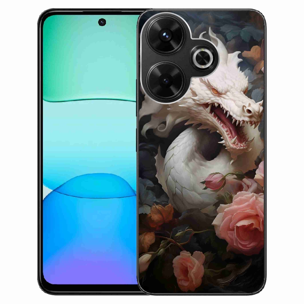 Gél borítás mmCase a Xiaomi Redmi 13 4G/Poco M6 4G - fehér sárkányhoz