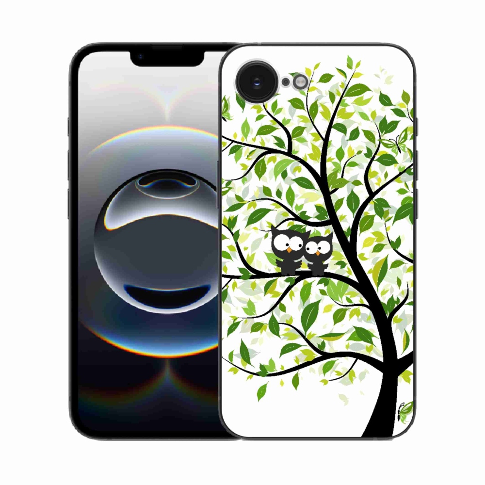 Zselés borítás mmCase iPhone 16e készülékhez - baglyok a fán