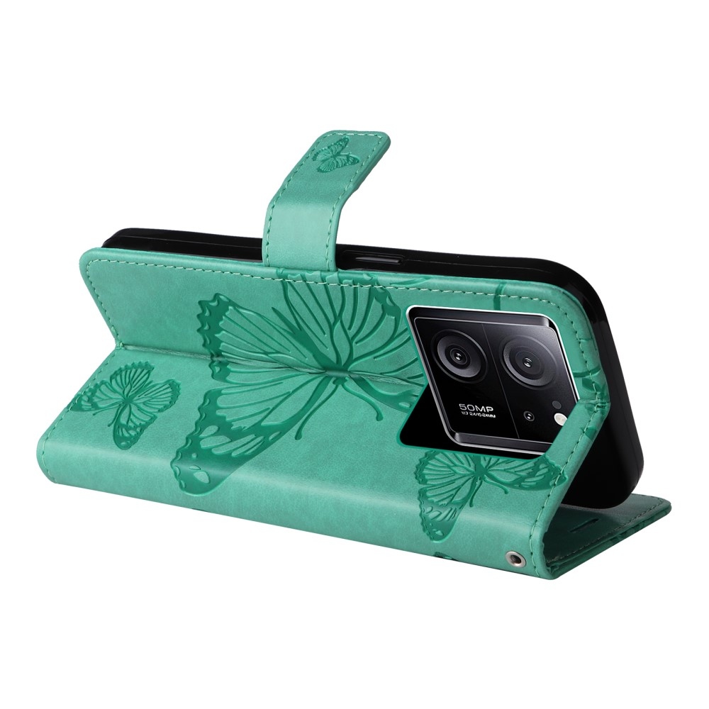 Nagy pillangó könyv tok a Xiaomi 13T/13T Pro számára - teal - teal