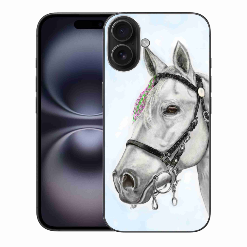 Zselés borítás mmCase iPhone 16 Plus készülékhez - fehér ló 1