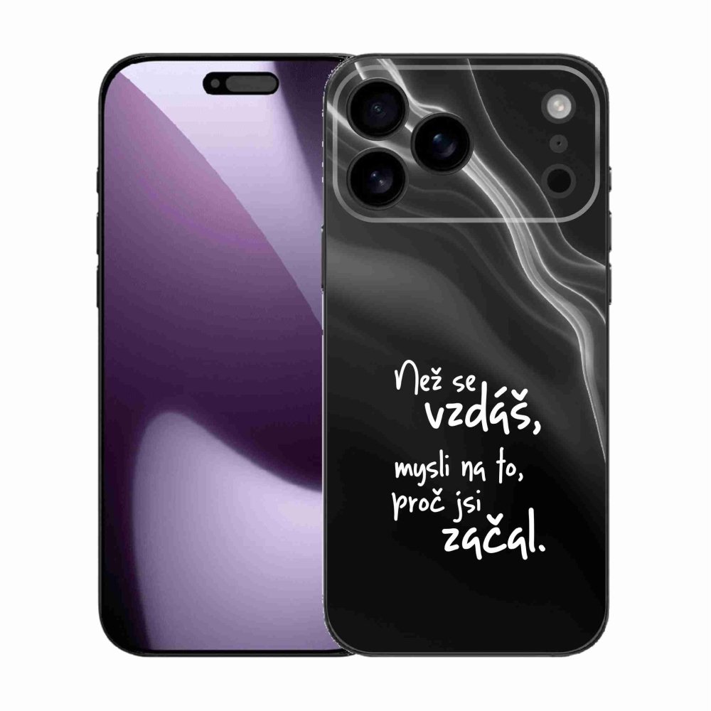 Gél borítás mmCase iPhone 17 Pro Max készülékhez - idézet 2 fekete háttér