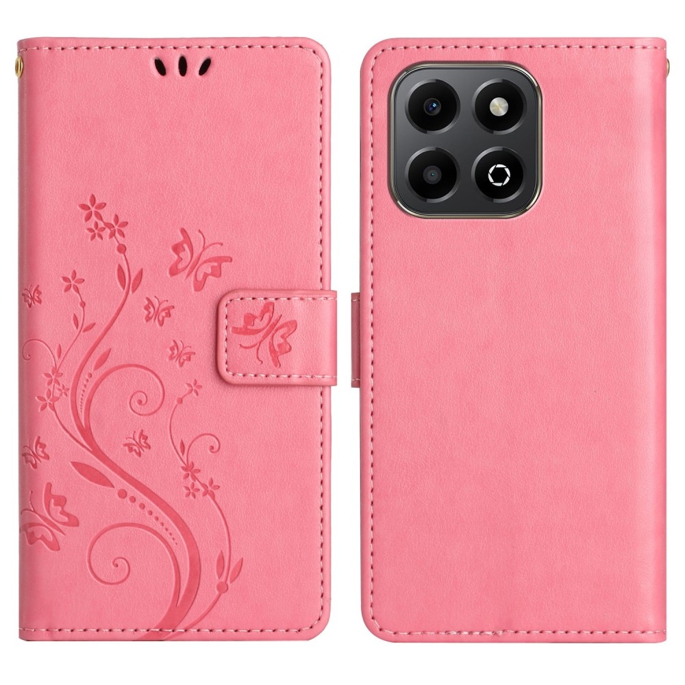 Virágok könyvtáska Honor X6b - rózsaszín