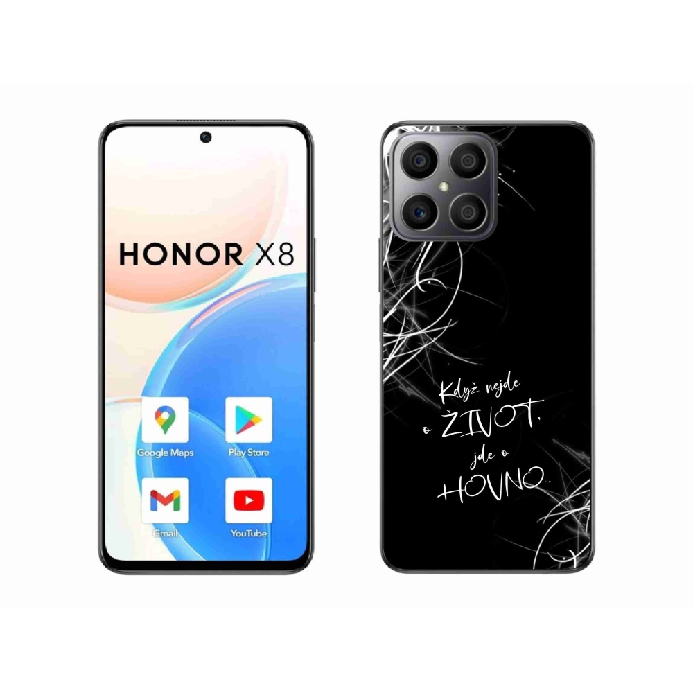 Gél borító mmCase a Honor X8 4G készülékhez - vicces szöveg 16 fekete háttér
