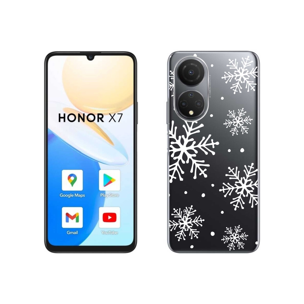 Zselés borítás mmCase a Honor X7 készülékhez - fehér pelyhek átlátszó háttéren