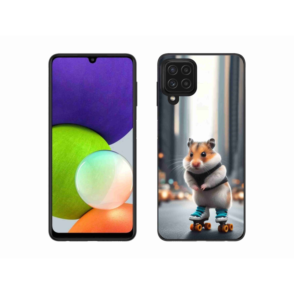 Zselés borítás mmCase Samsung Galaxy A22 4G - hörcsög a korcsolyán