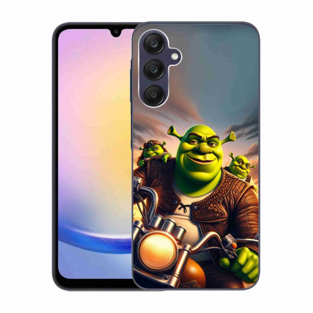 Zselés borítás mmCase Samsung Galaxy A25 5G - shrek egy motorkerékpárral