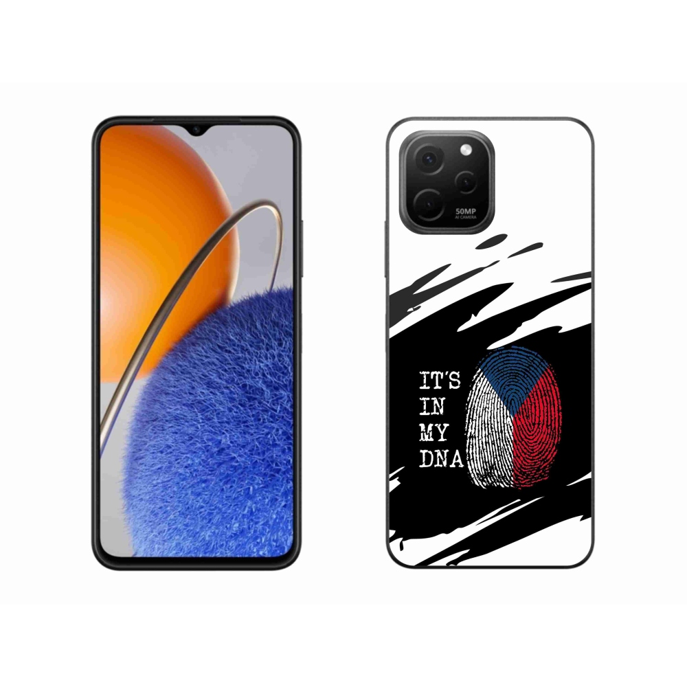 Gél borító mmCase a Huawei Nova Y61 - zászló ujjlenyomat fekete és fehér háttérrel