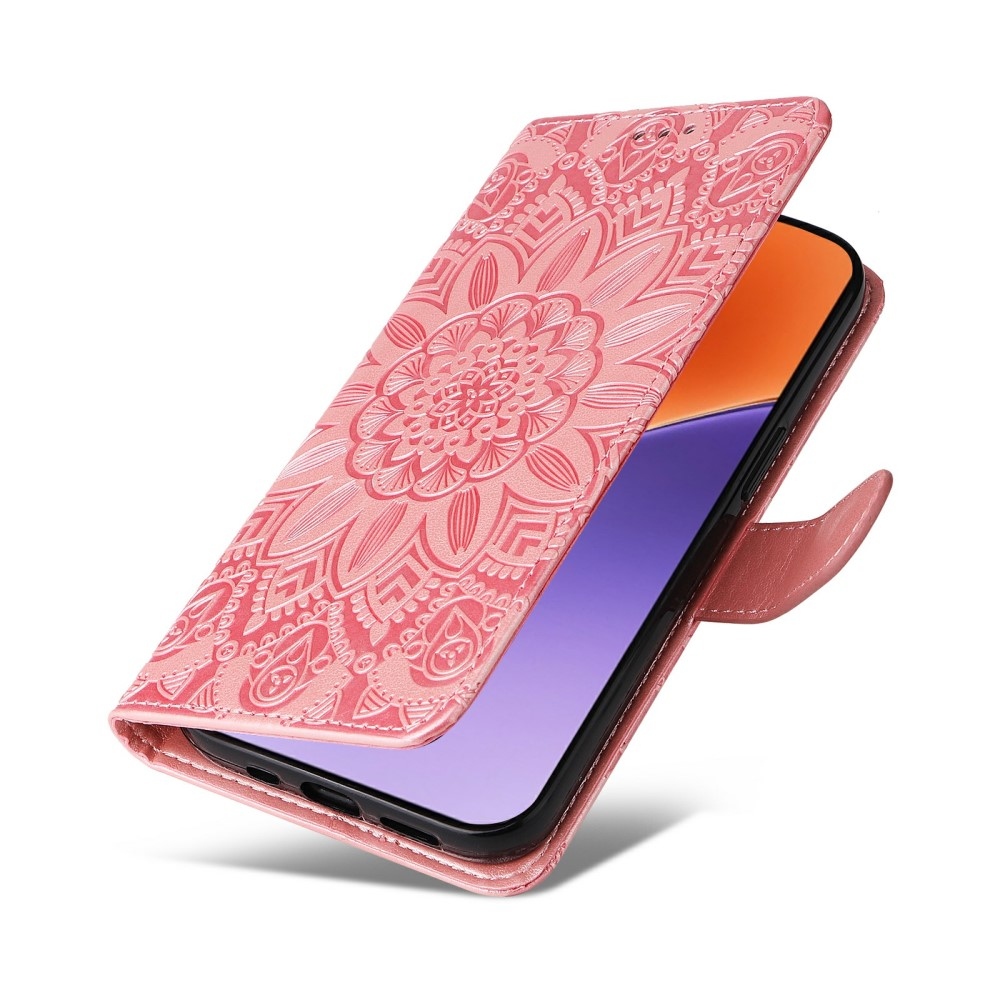 Napraforgó könyv tok a Xiaomi 15-öshöz - rózsaszín