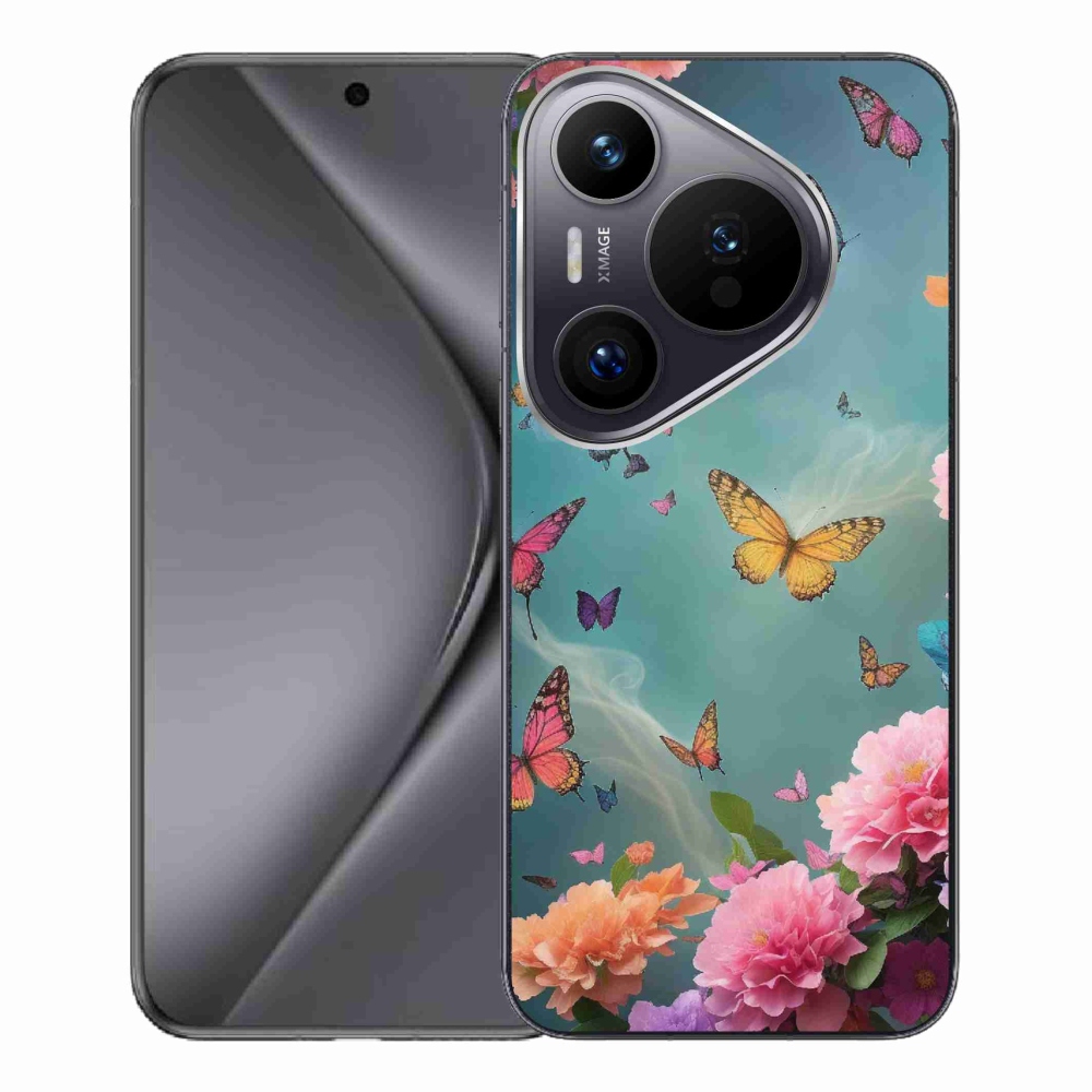 Gél borító mmCase a Huawei Pura 70 Pro számára - színes virágok és pillangók