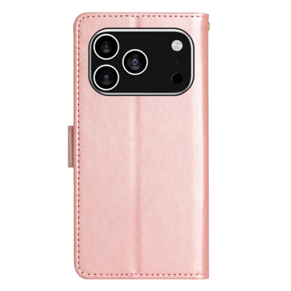 Virágok könyvtáska iPhone 17 Pro készülékhez - rózsaarany