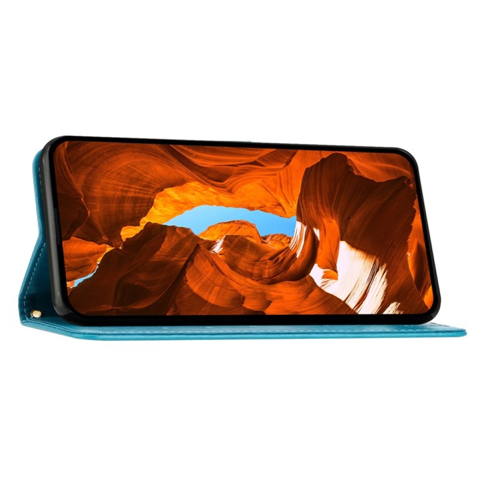 Virágok könyvtáska iPhone 17 Pro Max készülékhez - kék