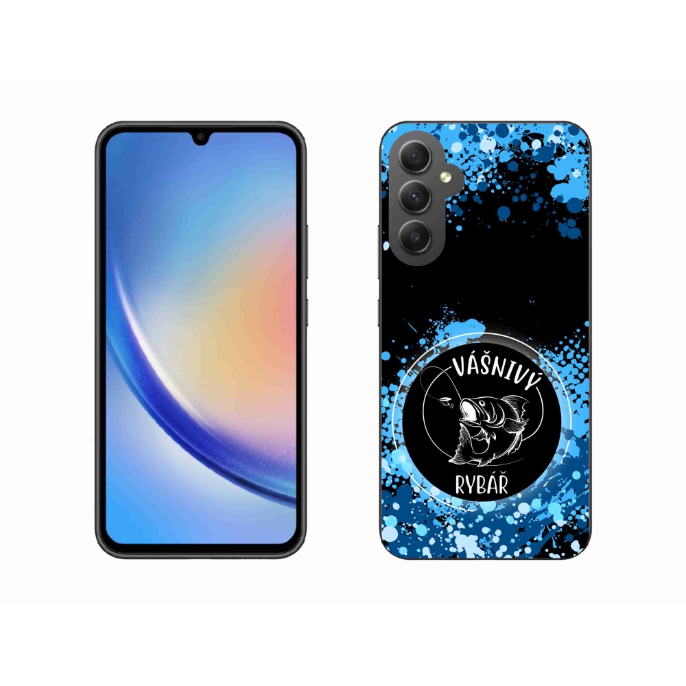 Gél borító mmCase Samsung Galaxy A34 5G - szenvedélyes halász fekete háttérrel