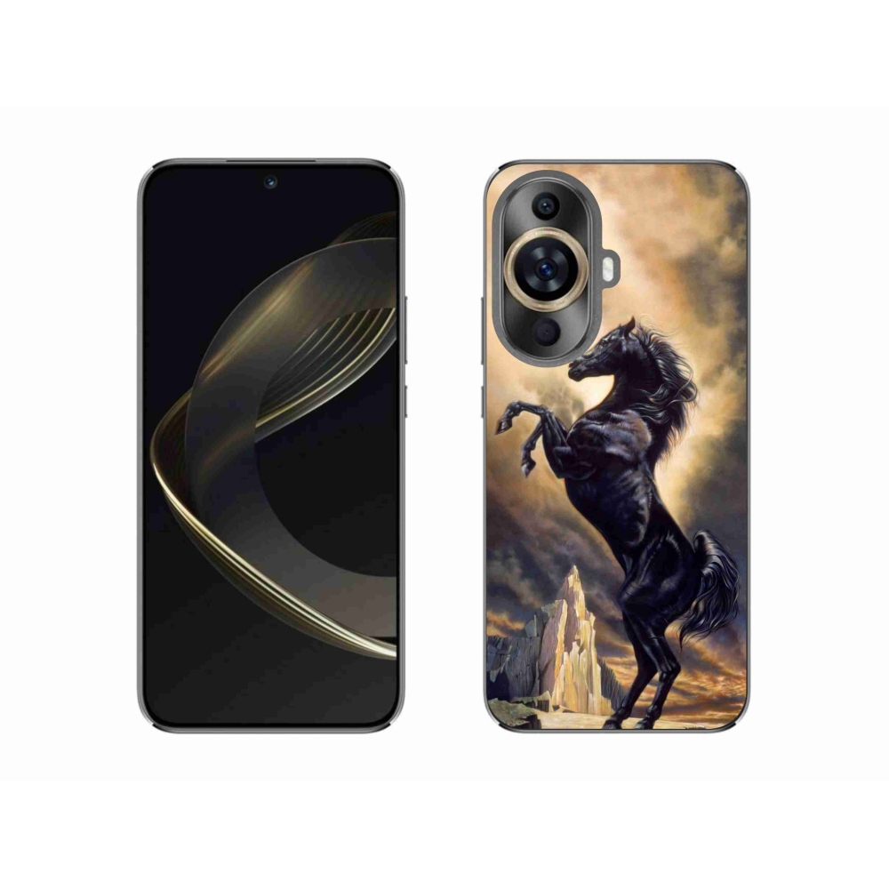 Gél borító mmCase a Huawei Nova 11-re - fekete rajzfilm ló