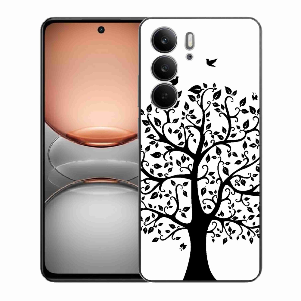 Gél borítás mmCase a Realme C75 készülékhez - fekete-fehér fa