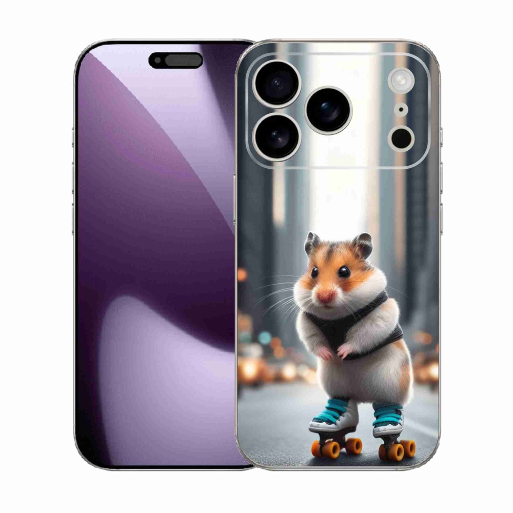 Zselés borítás mmCase iPhone 17 Pro készülékhez - hörcsög a korcsolyán