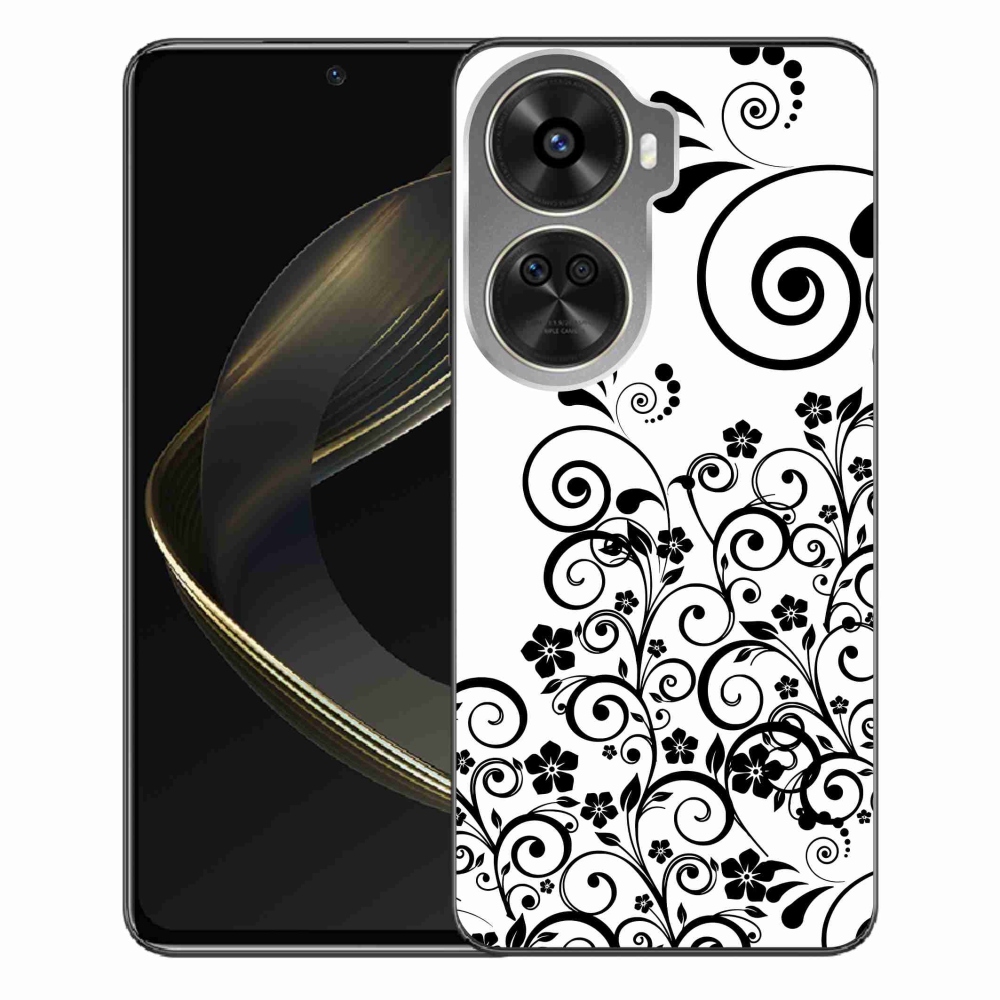 Gél borítás mmCase a Huawei Nova 12 SE-hez - fekete és fehér virágminták