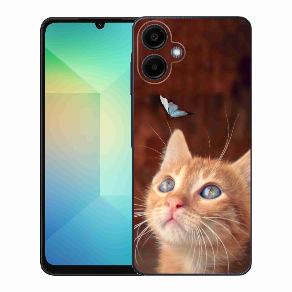 Gél borító mmCase Samsung Galaxy A06 4G - pillangó és cica - Samsung Galaxy A06 4G számára