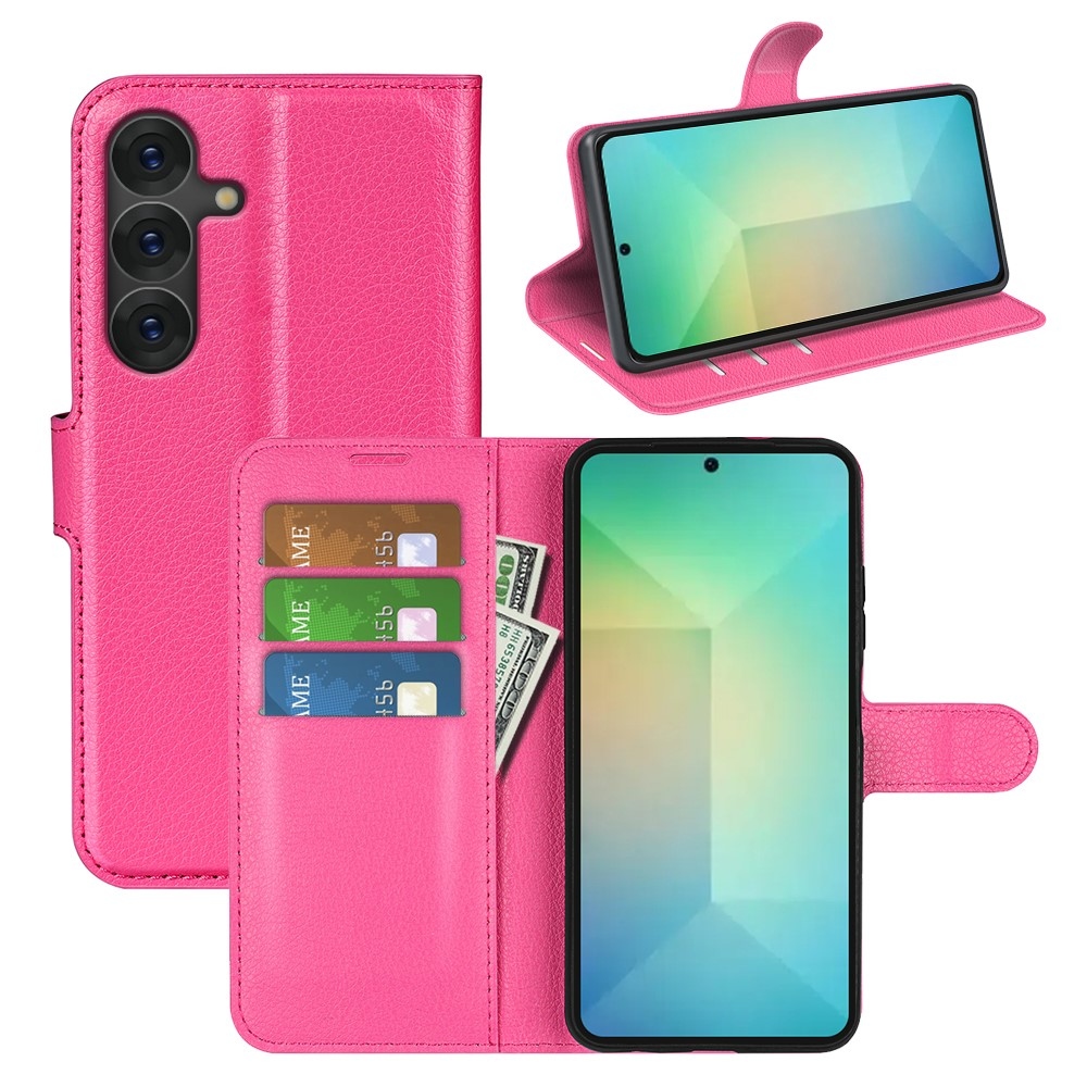 Litchi könyv tok Samsung Galaxy S25-hez - rózsaszínű