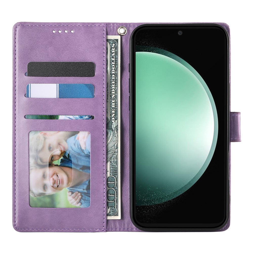 Virágok könyv tok Samsung Galaxy S25 FE készülékhez - lila