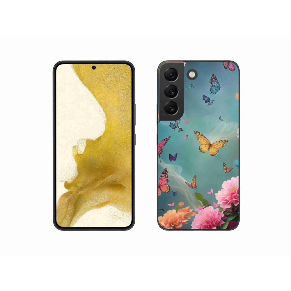 Gél borítás mmCase Samsung Galaxy S22 5G - színes virágok és pillangók