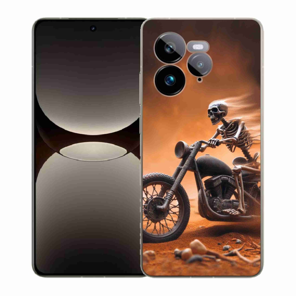 Gél borítás mmCase a Realme GT 7 Pro 5G számára - csontváz motorkerékpáron