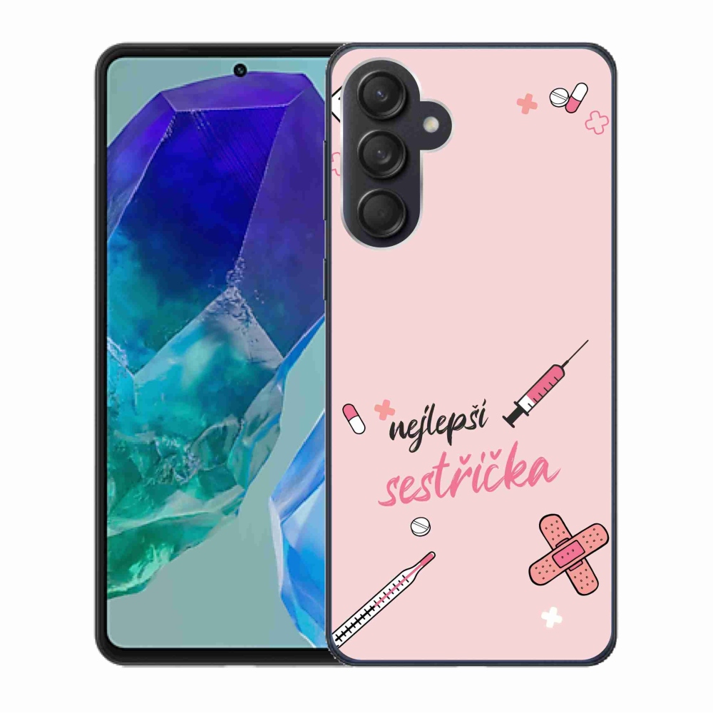 Gél borító mmCase Samsung Galaxy M55 5G - a legjobb kishúg rózsaszín háttérrel