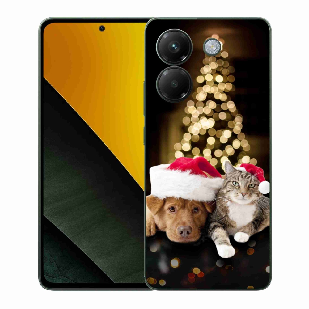 Gél borító mmCase a Xiaomi Poco M7 Pro 5G-hez - Karácsonyi kutya és macska