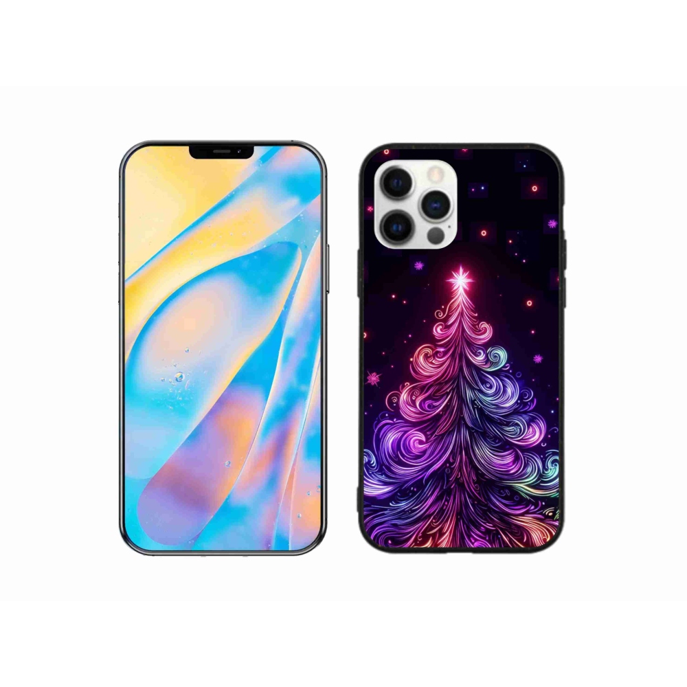 Gél borítás mmCase iPhone 12 készülékhez - neon karácsonyfa 1