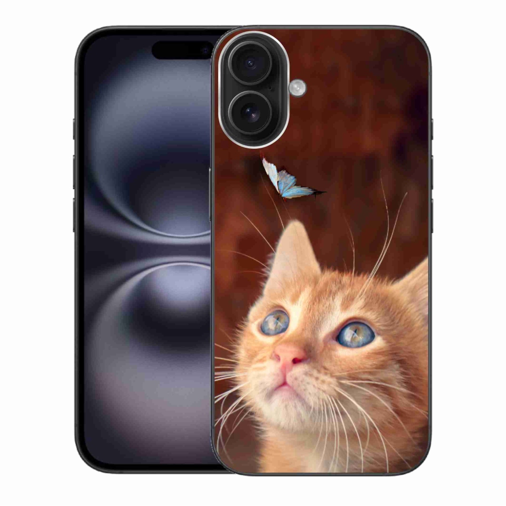 Zselés borítás mmCase iPhone 16 Plus készülékhez - pillangó és cica