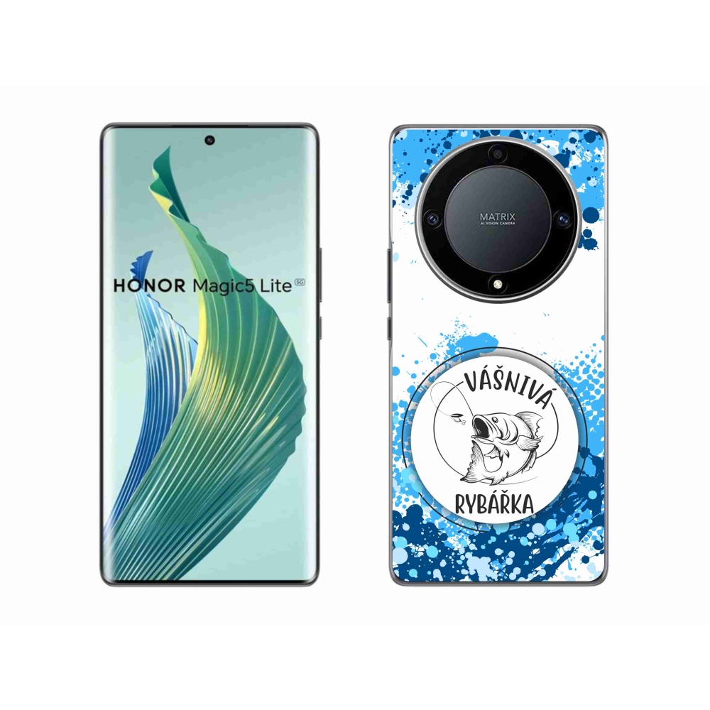 Gél borító mmCase a Honor Magic 5 Lite 5G számára - szenvedélyes halásznő fehér háttérrel