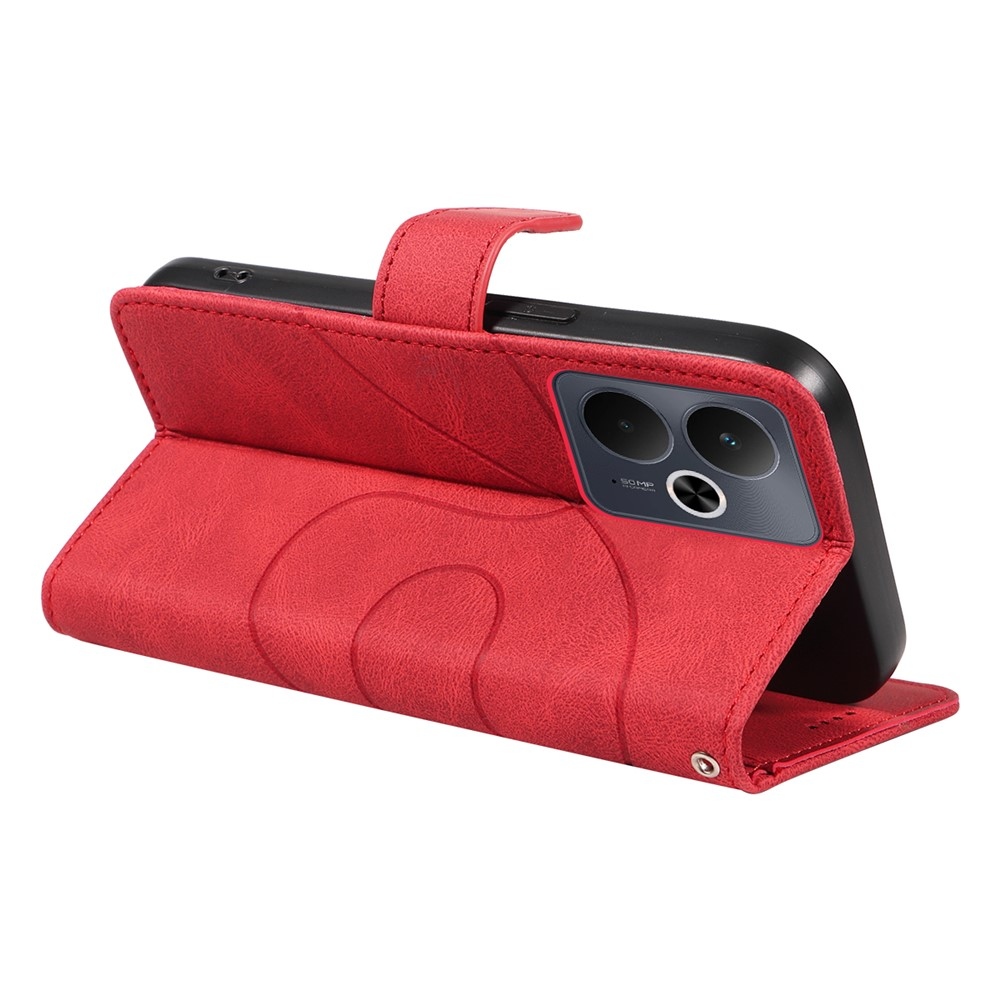 Ívelt könyvtáska a Realme 14 5G/14T 5G készülékhez - piros színű