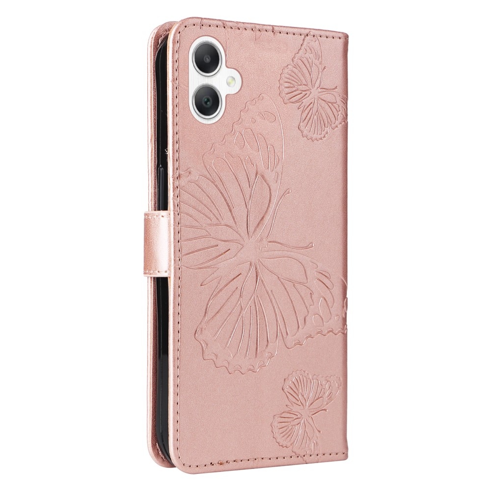 Nagy pillangó könyv tok Samsung Galaxy A06 4G-hez - rózsa arany