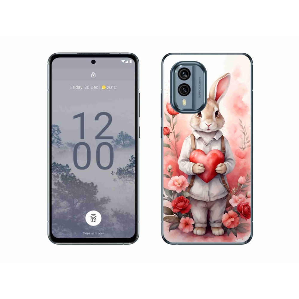 Zselés borítás mmCase a Nokia X30 5G készülékhez - nyúl szívvel