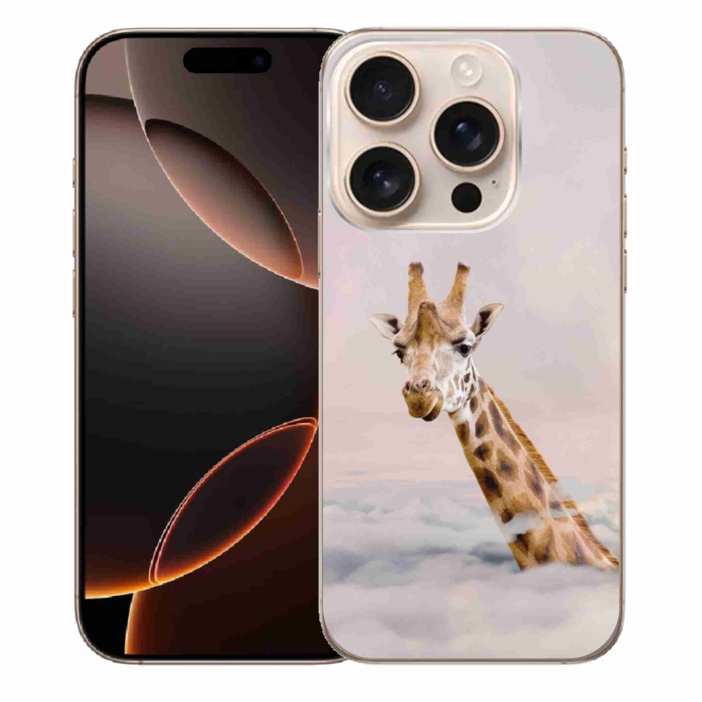 Zselés borítás mmCase iPhone 16 Pro Max készülékhez - zsiráf a felhőkben