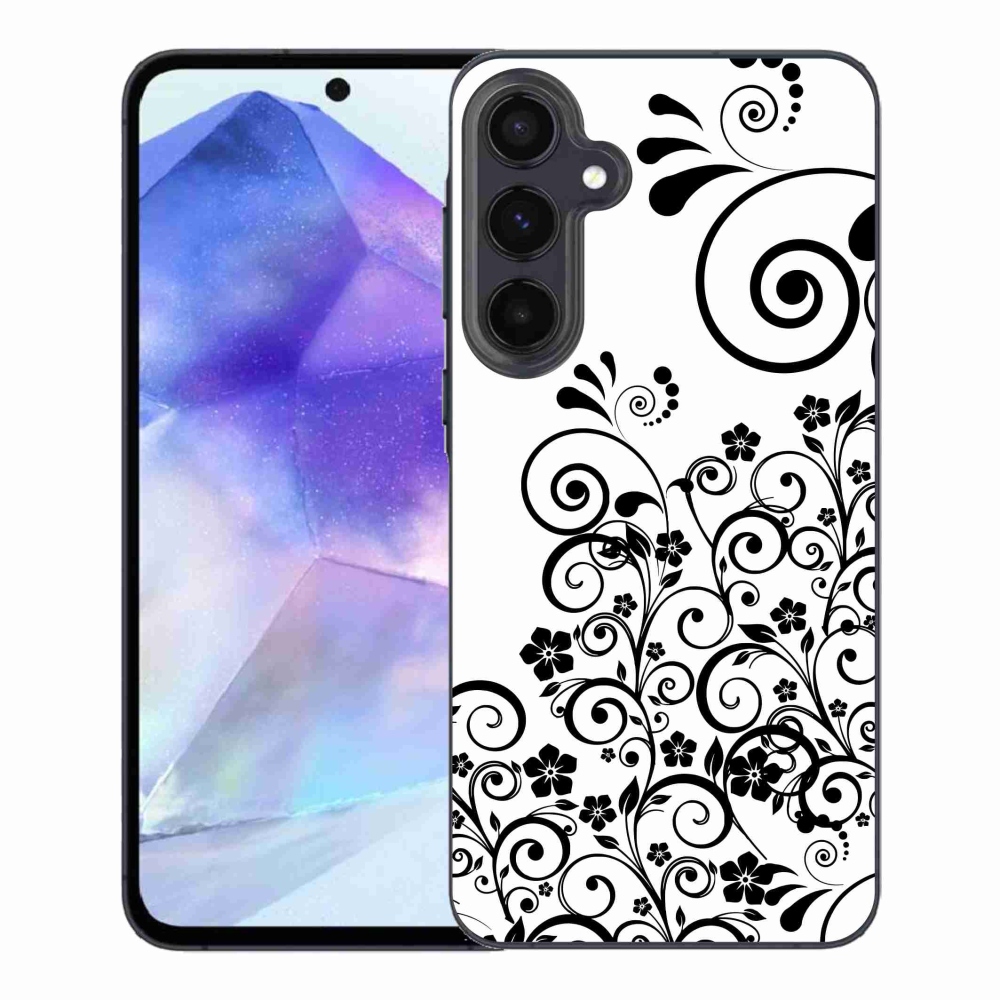 Gél borítás mmCase Samsung Galaxy A55 5G - fekete-fehér virágminták