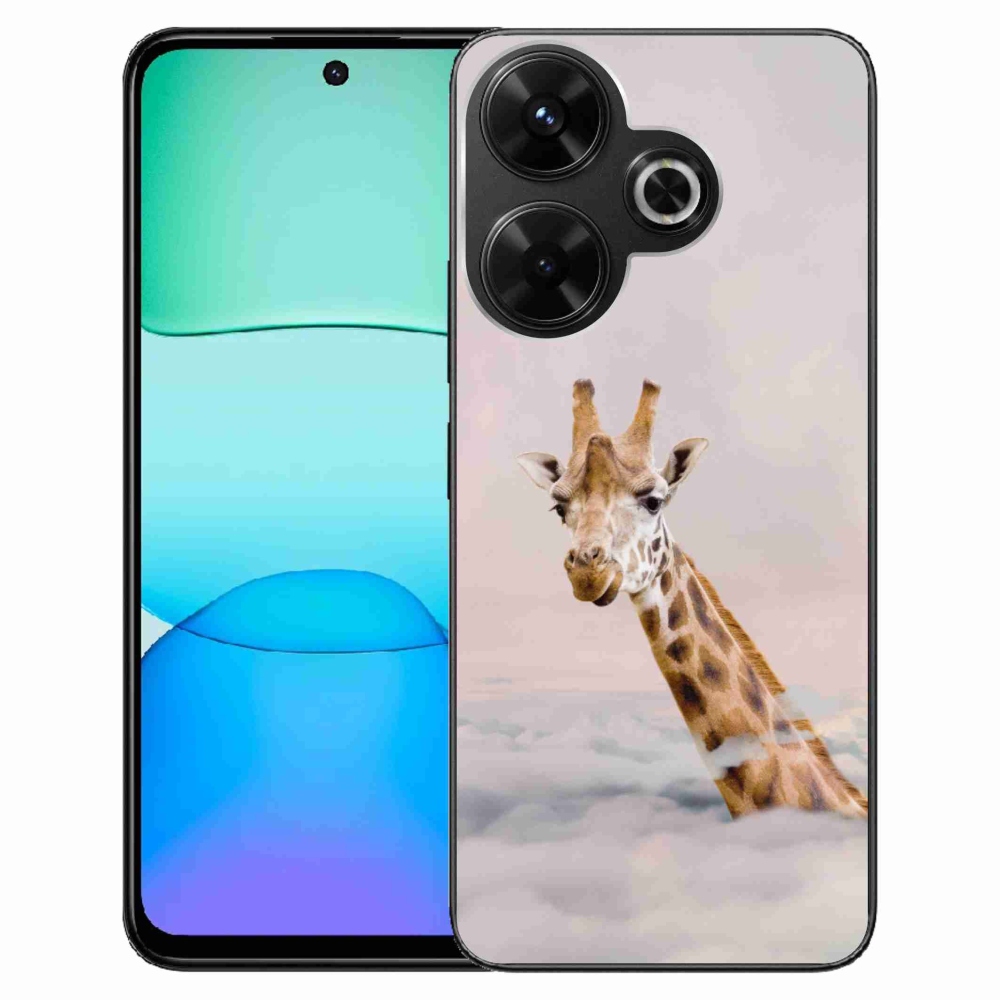 Zselés borítás mmCase a Xiaomi Redmi 13 4G/Poco M6 4G - zsiráf a felhők között