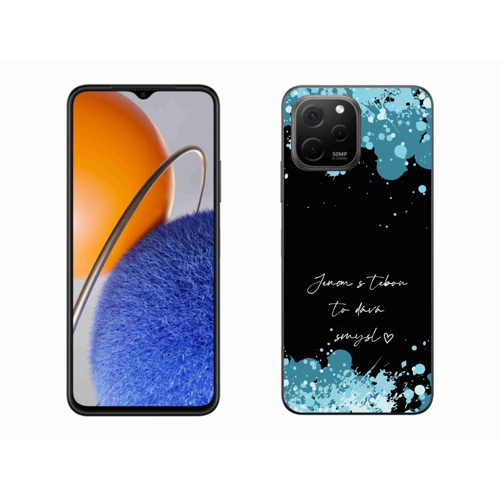 Gél borító mmCase a Huawei Nova Y61-hez - szöveg szerelemben fekete háttérrel