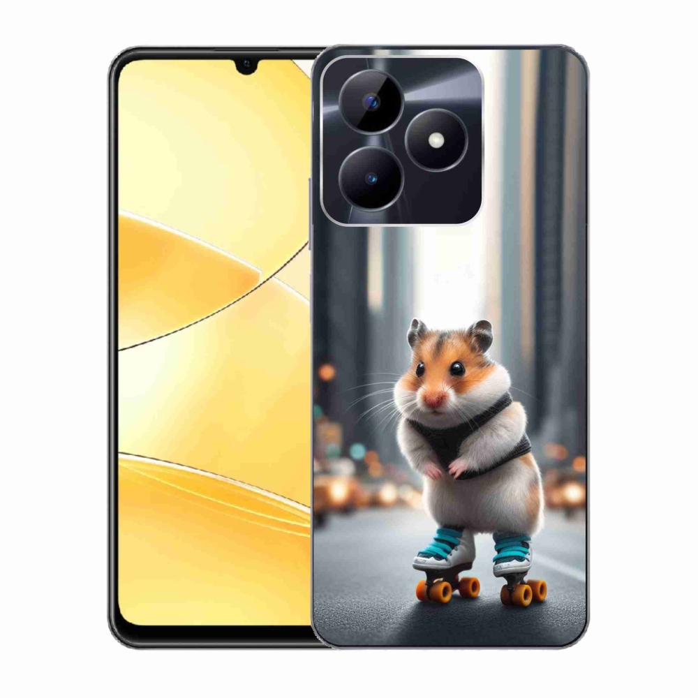 Zselés borítás mmCase a Realme C51/C53 készülékhez - hörcsög a korcsolyán