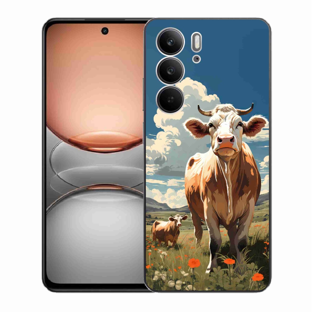 Gél borító mmCase a Realme C75 készülékhez - tehenek a réten