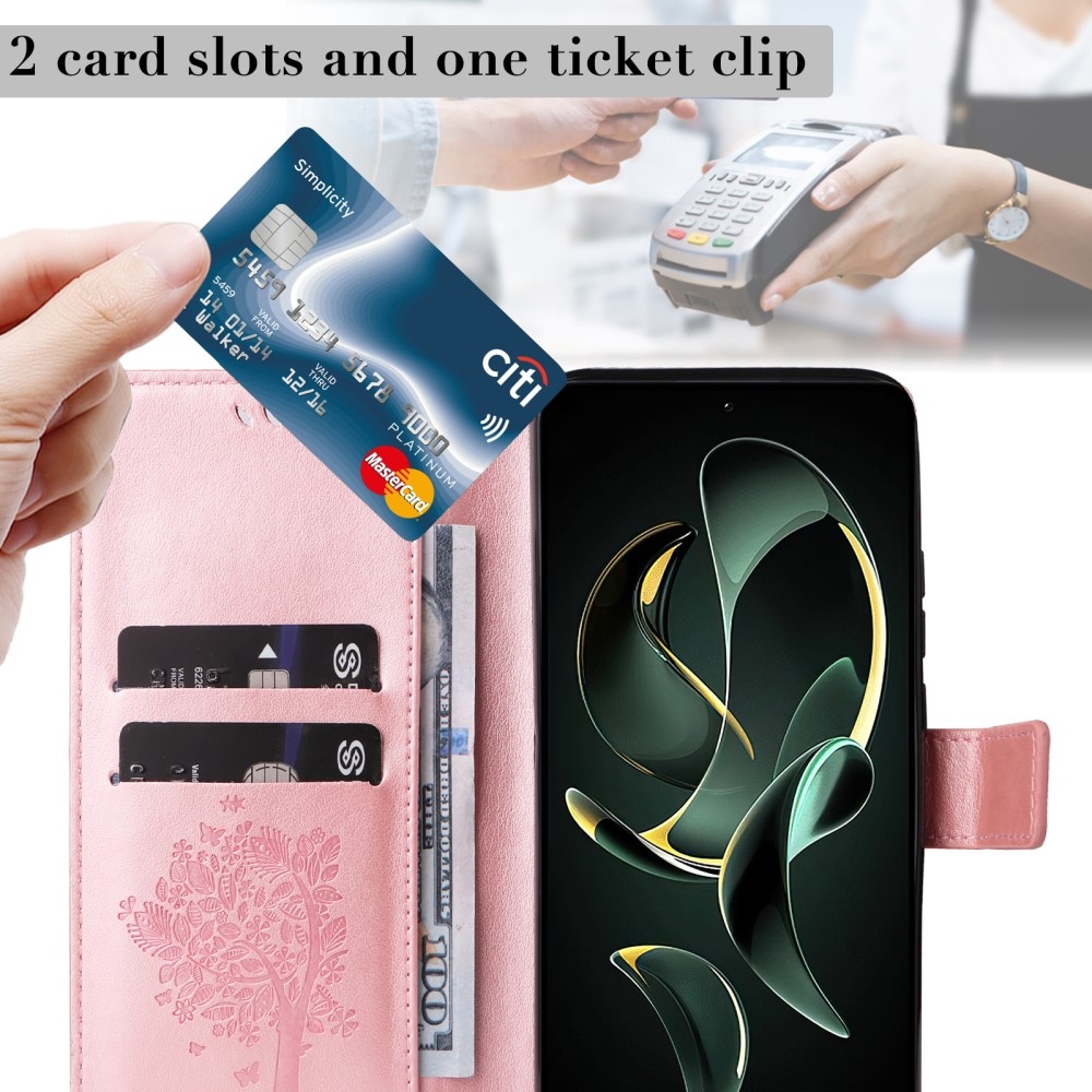 Fa könyv tok a Xiaomi 13T/13T Pro-hoz - rózsaarany színben