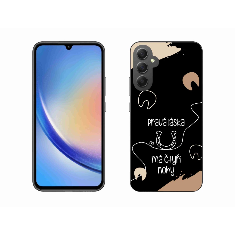 Gél borítás mmCase Samsung Galaxy A34 5G - ló motívum fekete háttérrel