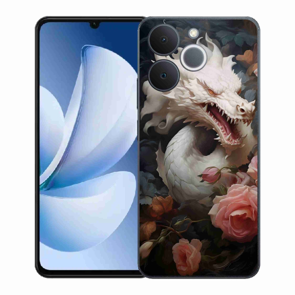 Zselés borítás mmCase a Realme Note 70T készülékhez - fehér sárkány