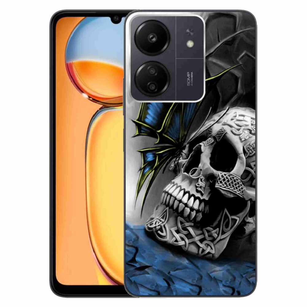 Gél borító mmCase a Xiaomi Poco C65/Redmi 13C - pillangó és koponya számára