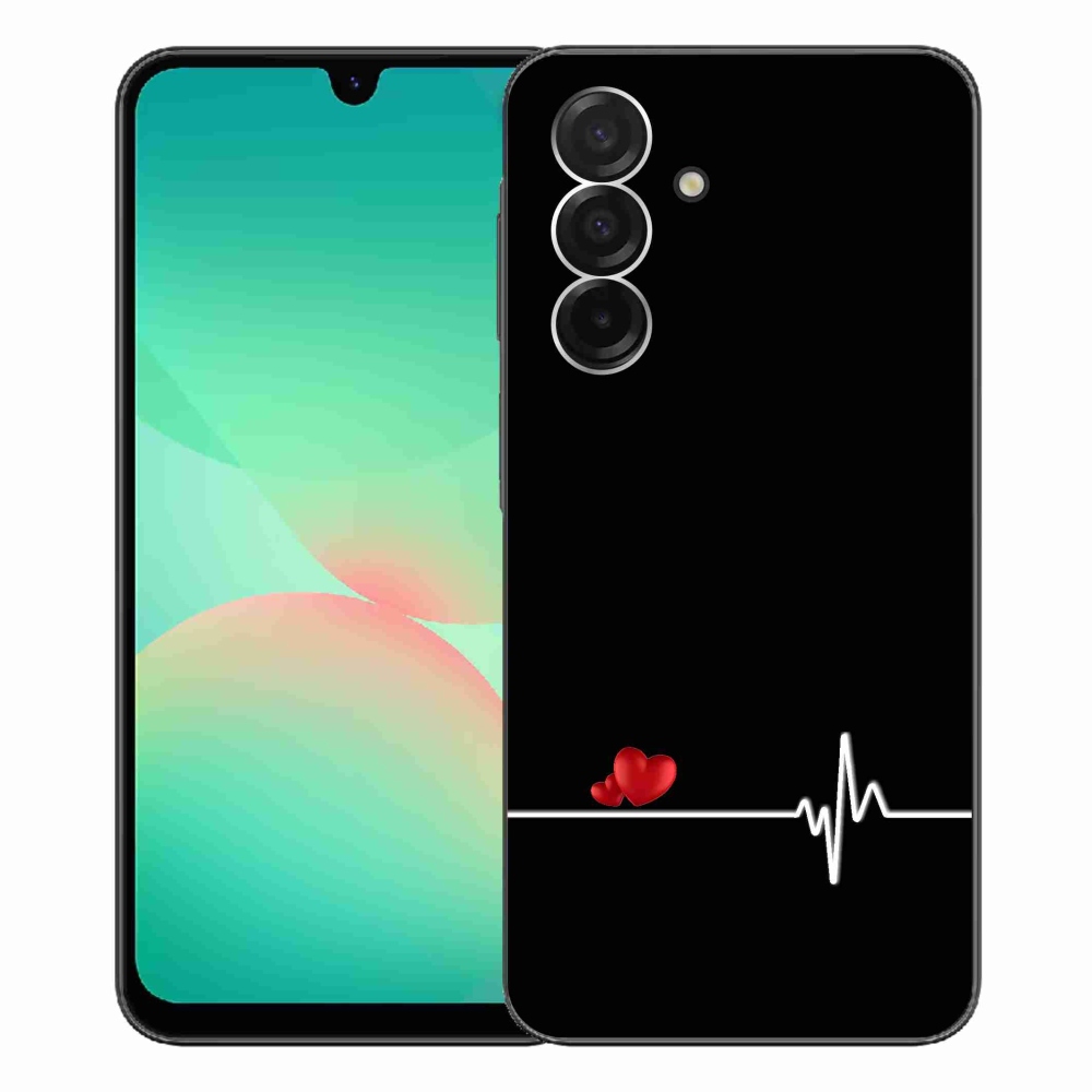 Gél borító mmCase Samsung Galaxy A26 5G - szív és szívverés fekete háttérrel