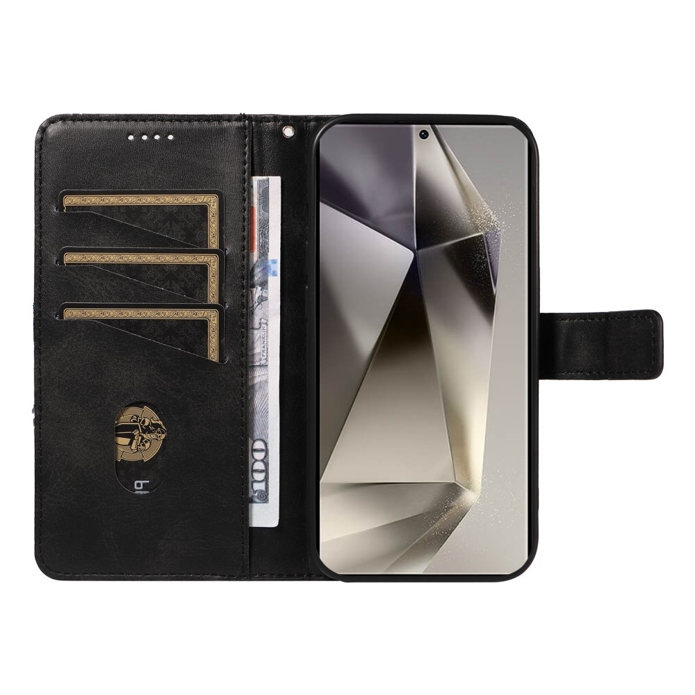 Vonalak könyv tok Samsung Galaxy S25 Ultra - fekete