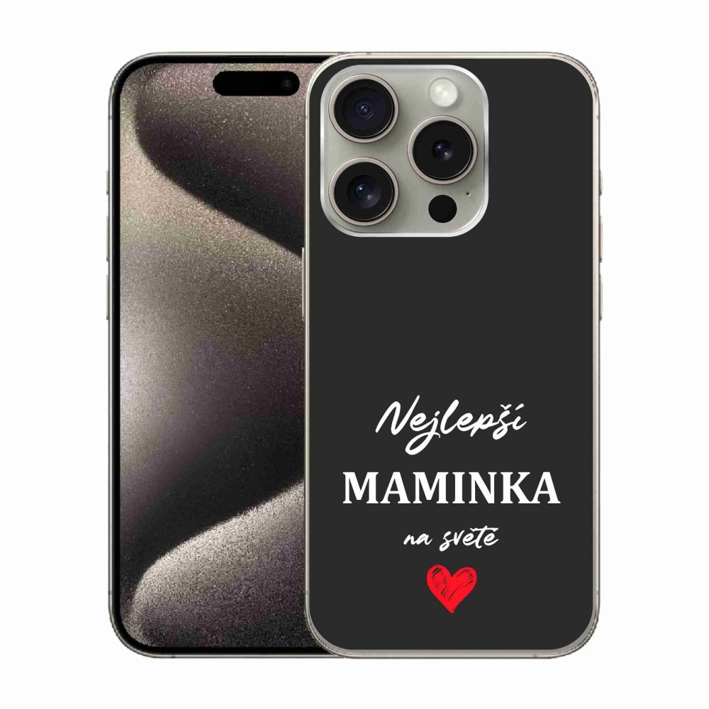Gél borítás mmCase iPhone 15 Pro készülékhez - Best Mom 1 Fekete háttér