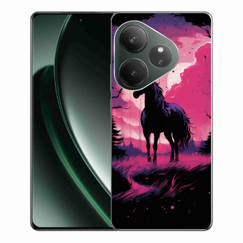 Zselés borítás mmCase a Realme GT 6 5G/GT 6T 5G számára - fekete rajzfilm ló 1