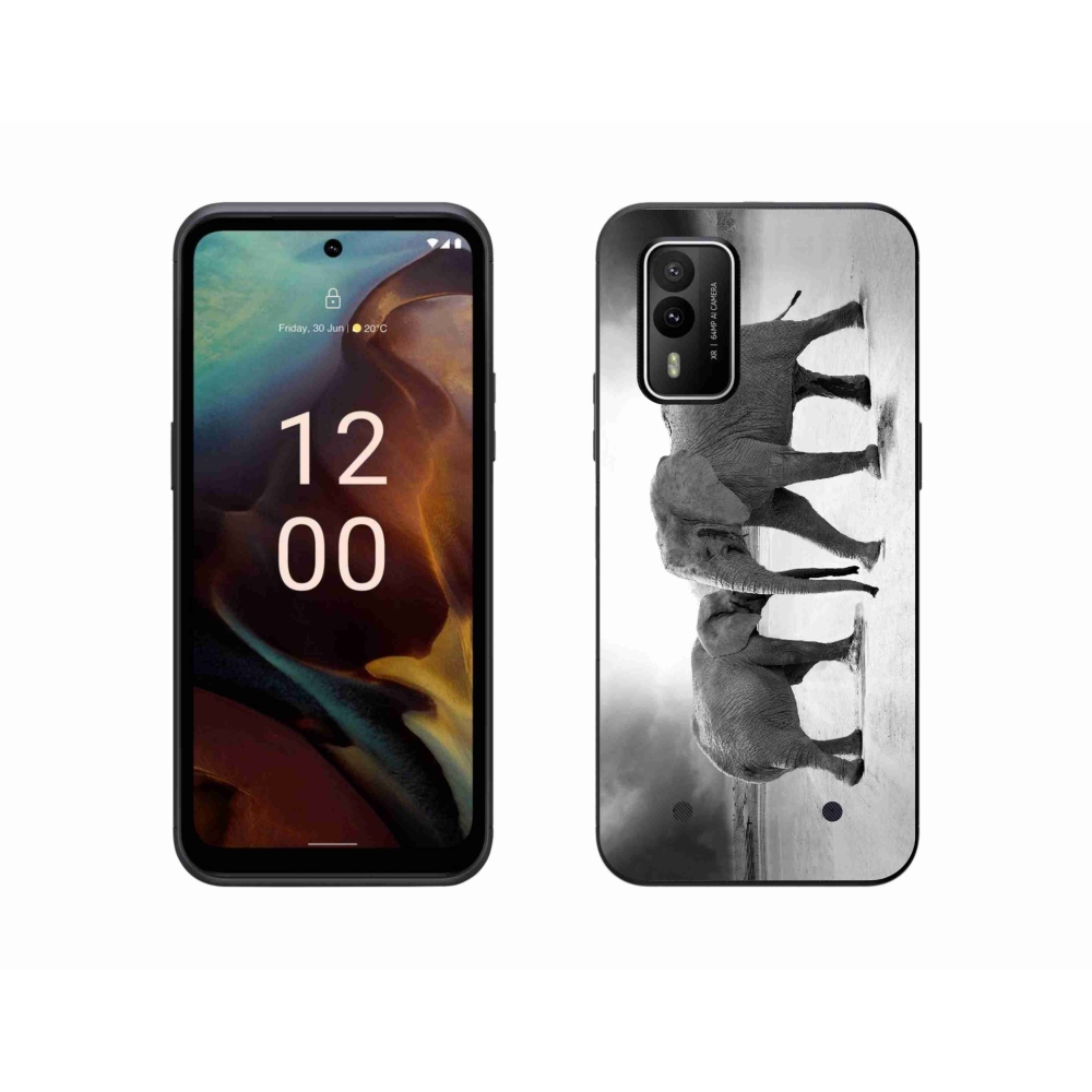 Zselés borítás mmCase a Nokia XR21 készülékhez - fekete és fehér elefántok