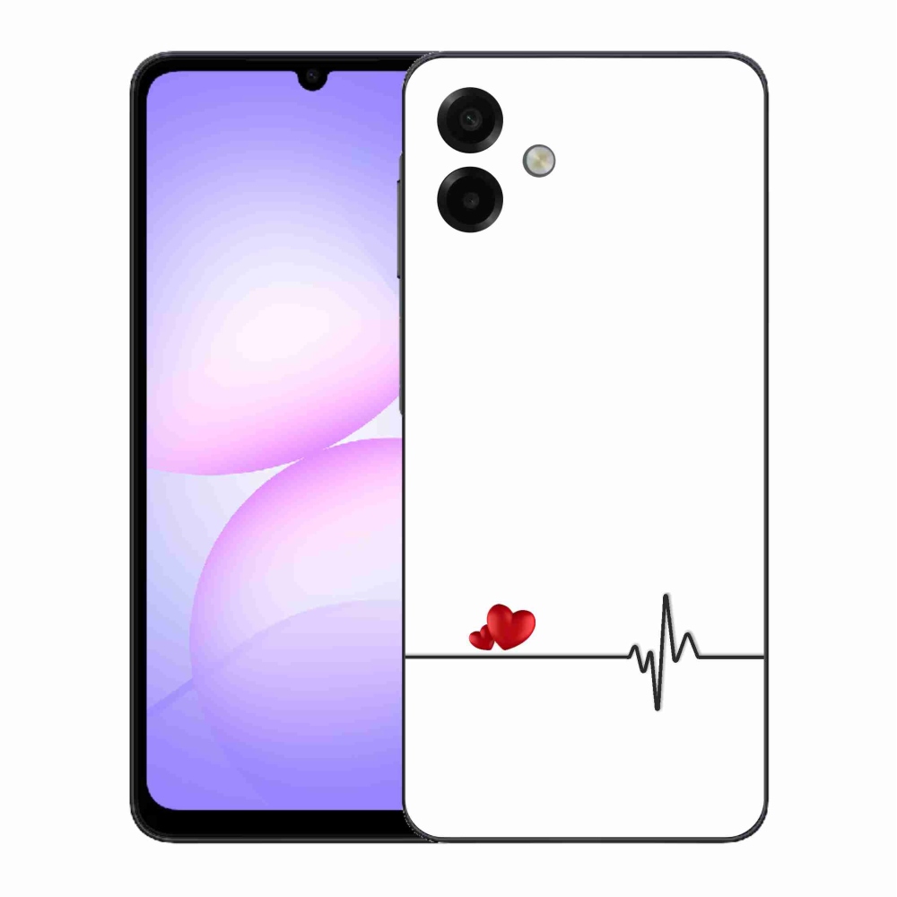Gél borító mmCase Samsung Galaxy A07 4G - szív és szívverés fehér háttérrel